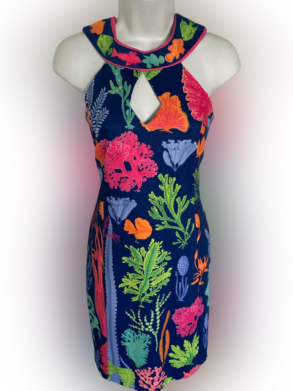 Gretchen Scott Designs Sea Sway Dress - M blue pink green., polyester spandex , - Picture 3 of 5